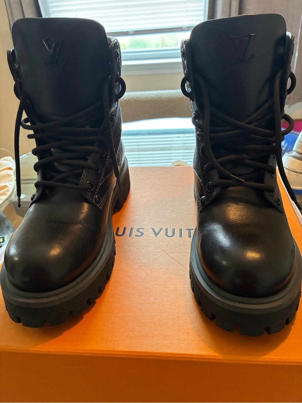 Louis Vuitton Black Leather Lug-Sole Boots